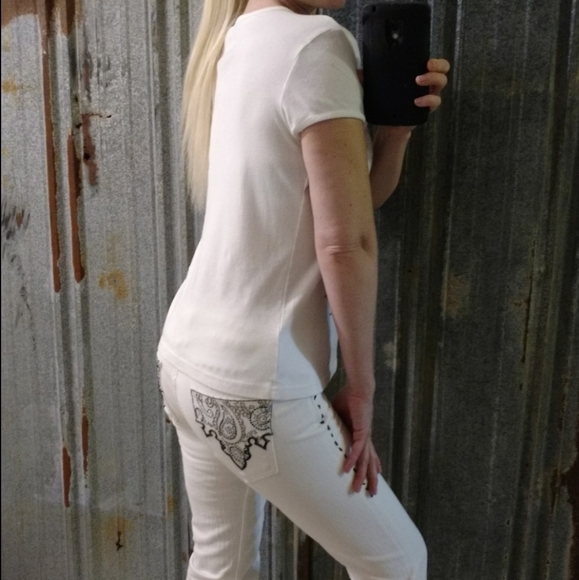 White Angel Shirt with Silver Splatter Paint Design - Picture 6 of 12
